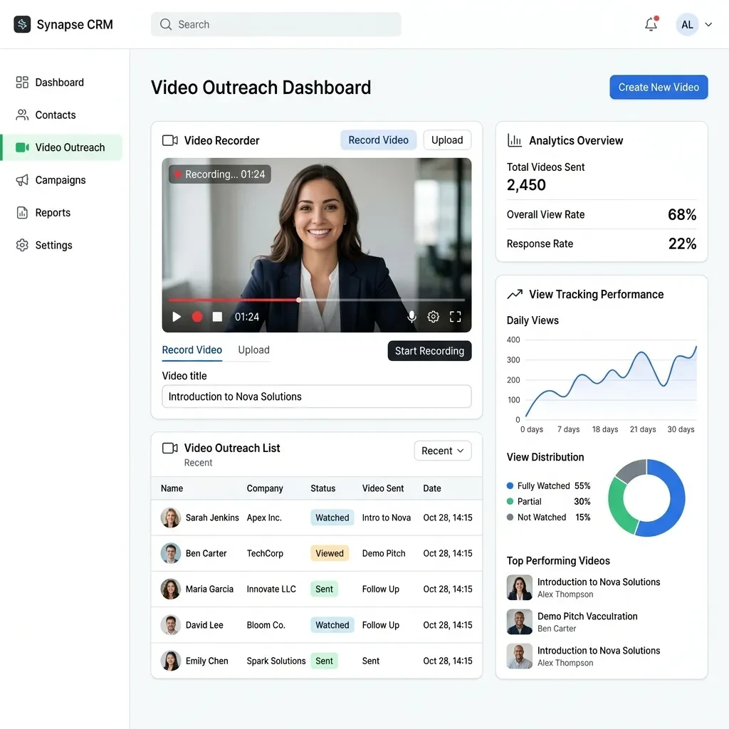 Space CRM video outreach dashboard